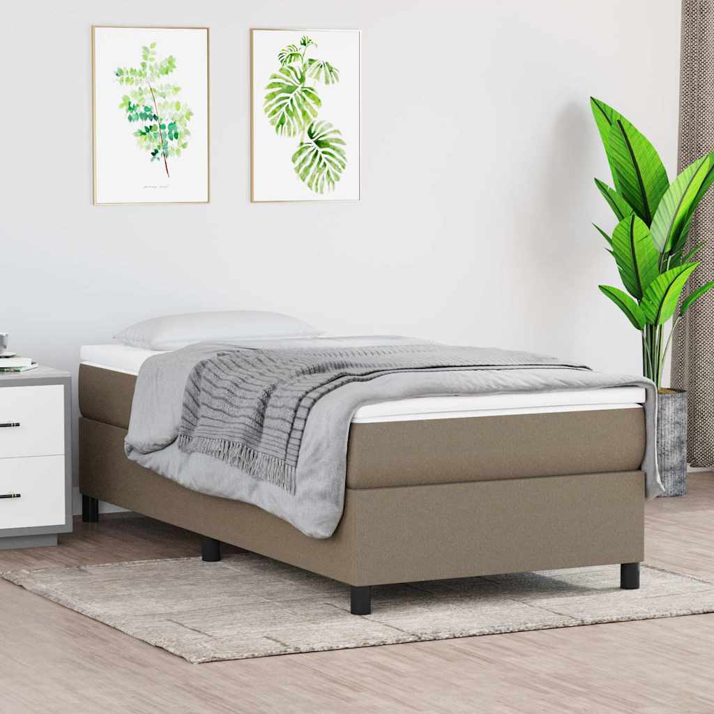 Krevet s oprugama i madracem smeđesivi 100 x 200 cm od tkanine