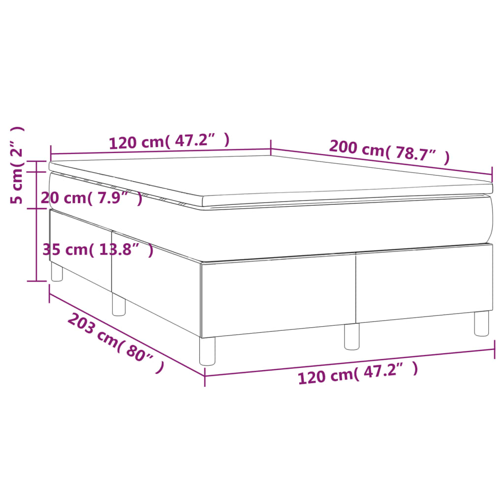 Krevet s oprugama i madracem crni 120 x 200cm od tkanine