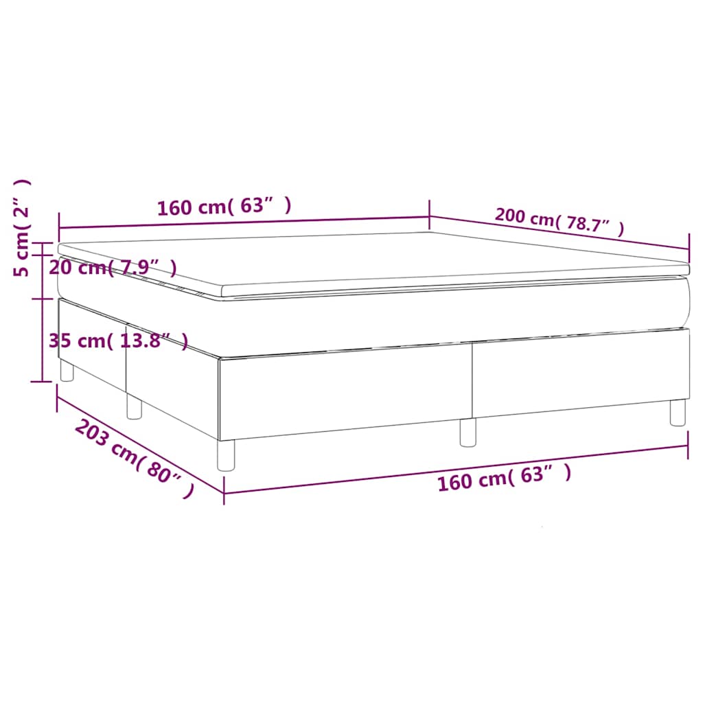 Krevet s oprugama i madracem plavi 160x200 cm od tkanine