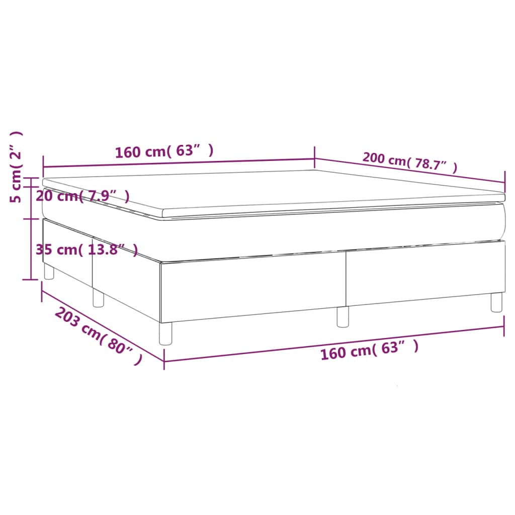 Krevet box spring s madracem svjetlosiva 160x200 cm tkanina
