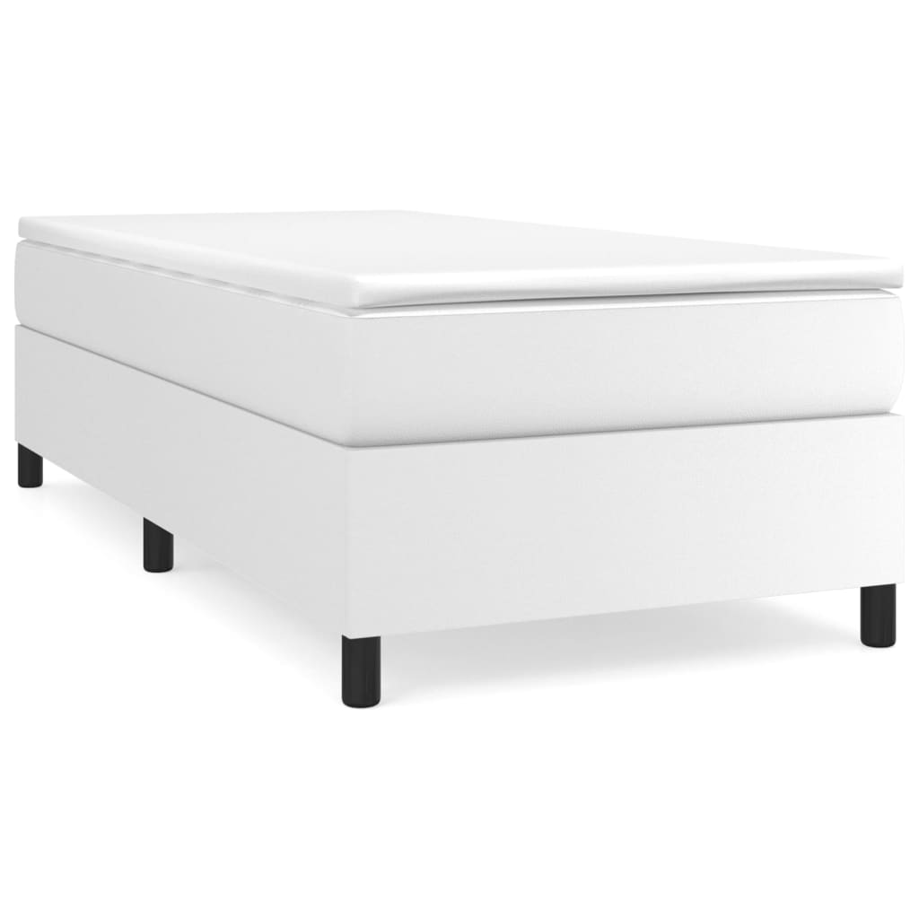 Krevet s oprugama i madracem bijeli 100x200 cm od umjetne kože