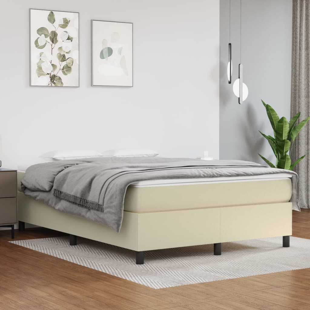 Krevet s oprugama i madracem krem 140 x 190 cm od umjetne kože