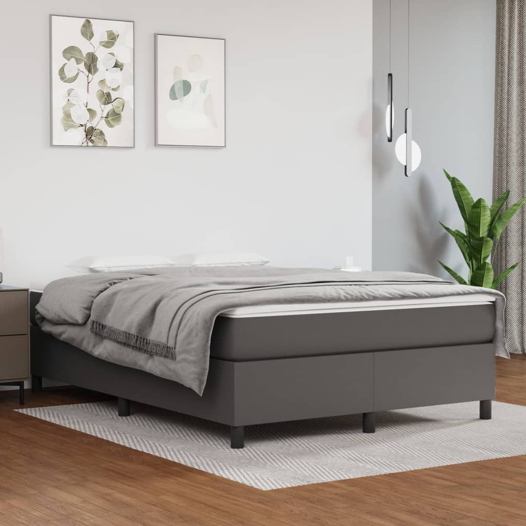 Krevet s oprugama i madracem sivi 140x190 cm od umjetne kože