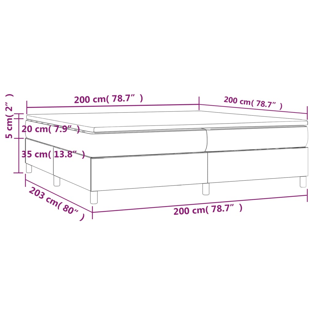 Krevet s oprugama i madracem sivi 200x200 cm od umjetne kože