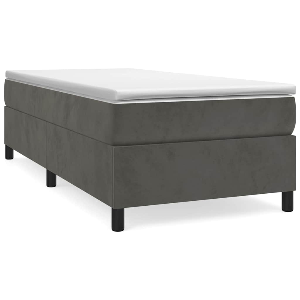 Box spring krevet s madracem tamnosivi 90x190 cm baršunasti