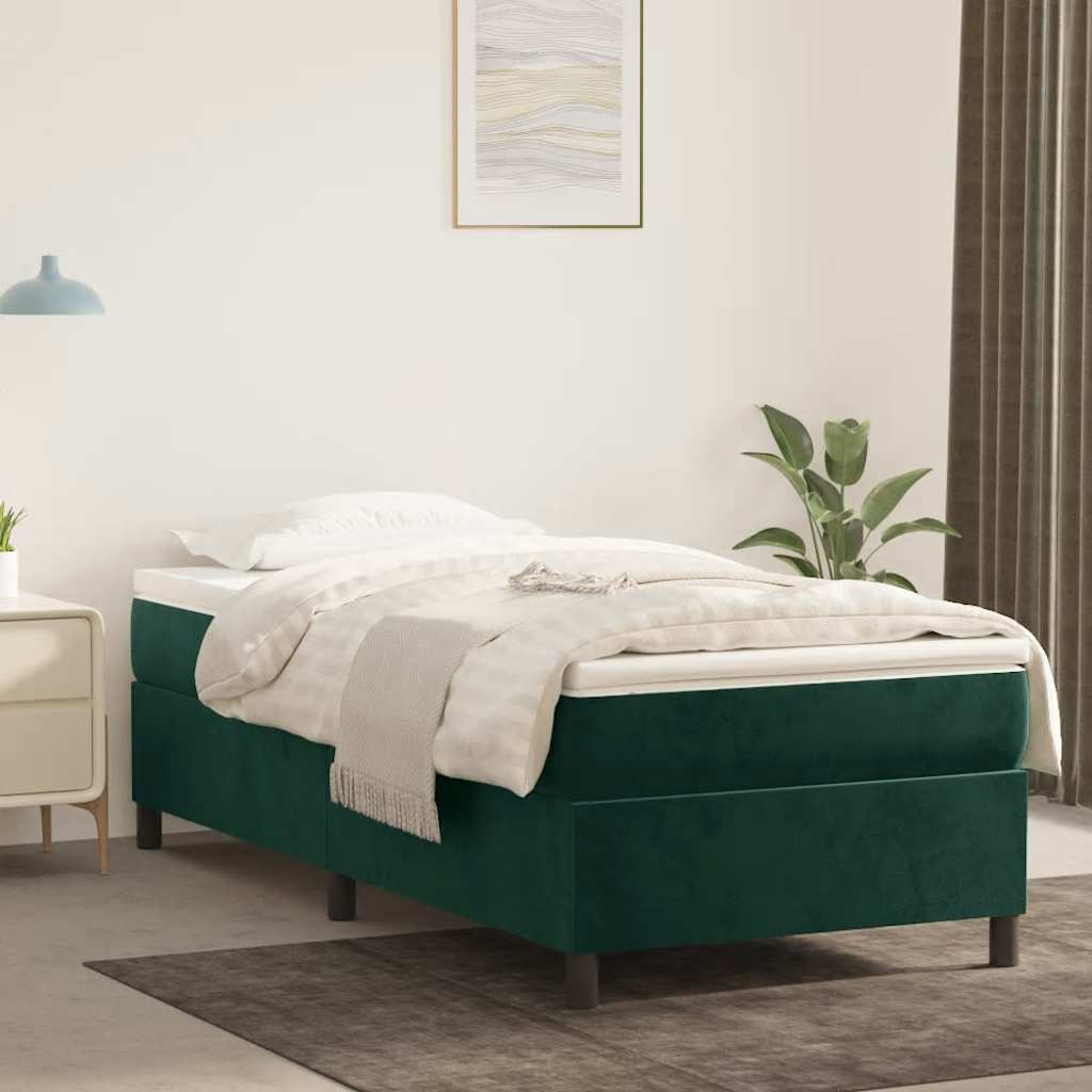Box spring krevet s madracem tamnozeleni 90x190 cm baršunasti
