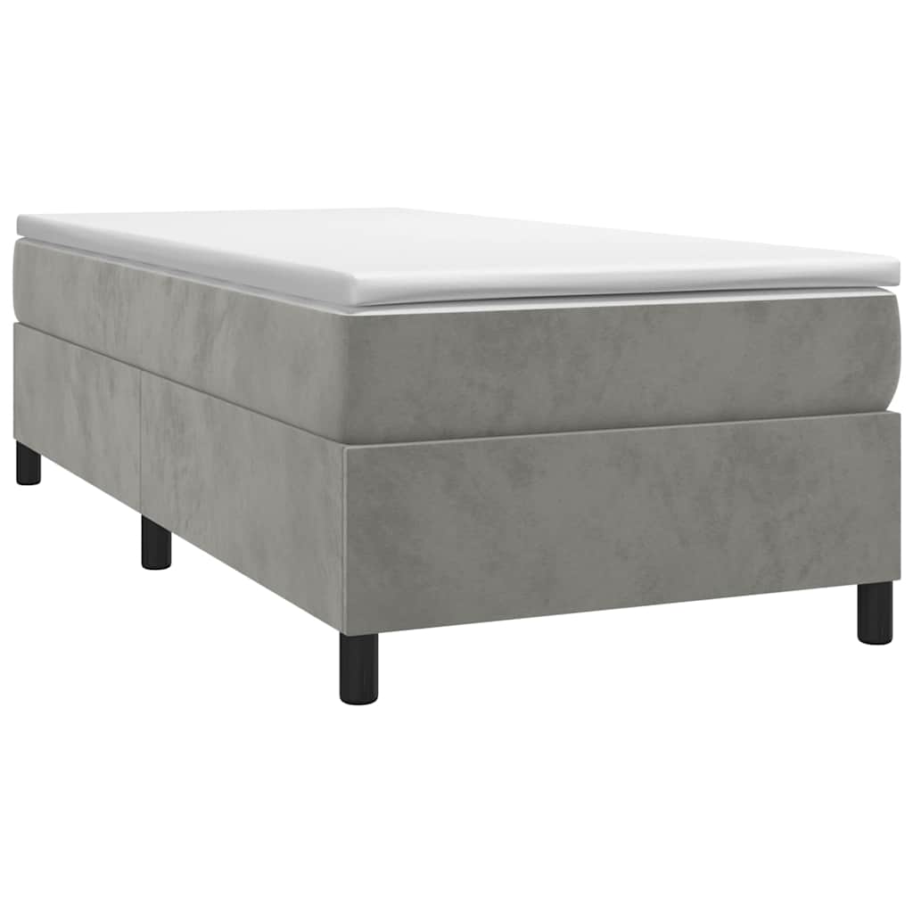 Box spring krevet s madracem svjetlosivi 90x190 cm baršunasti