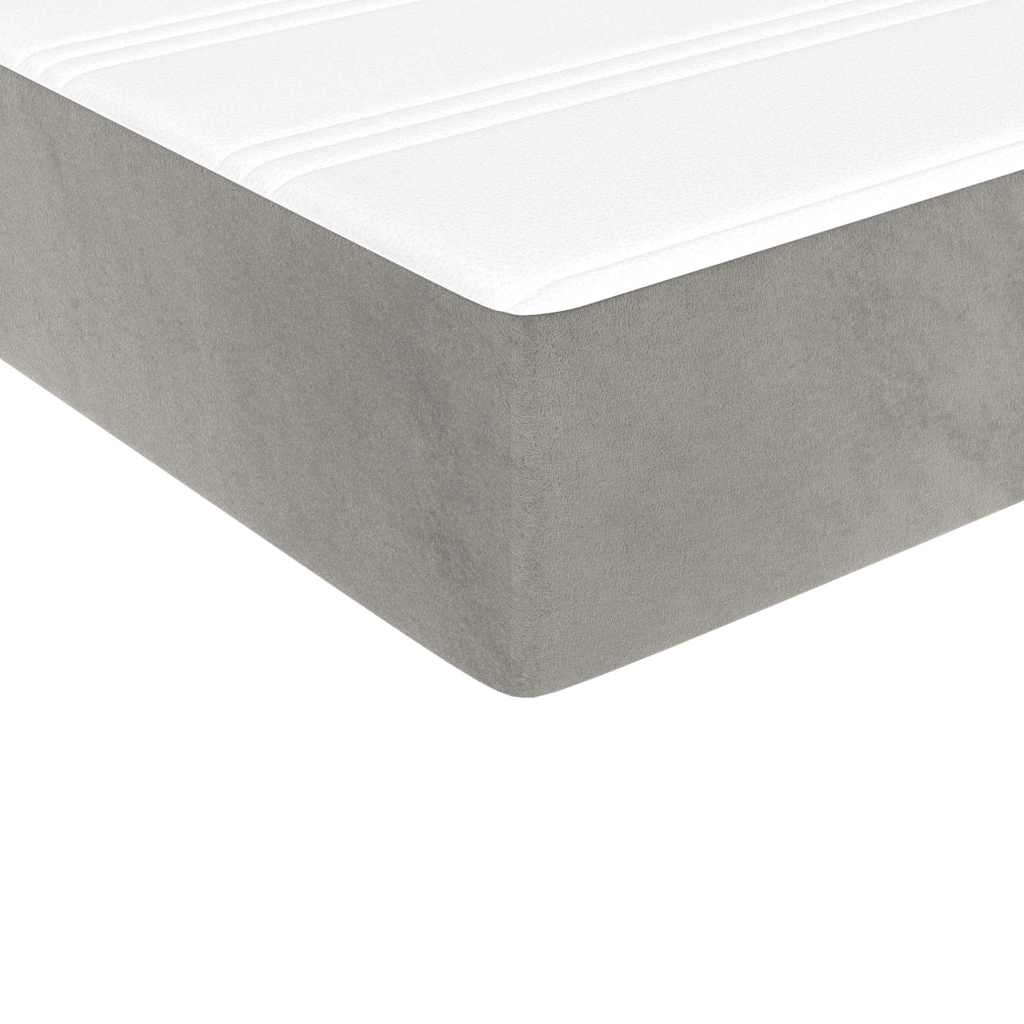 Box spring krevet s madracem svjetlosivi 90x190 cm baršunasti