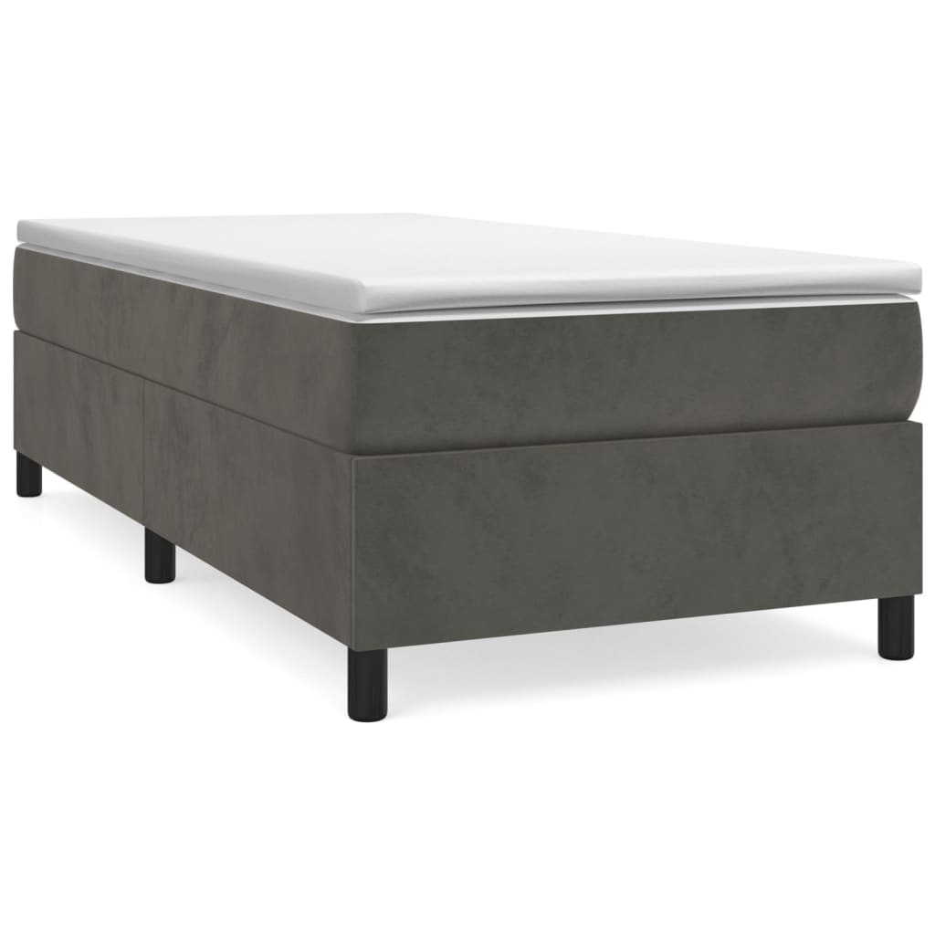 Box spring krevet s madracem tamnosivi 90x200 cm baršunasti