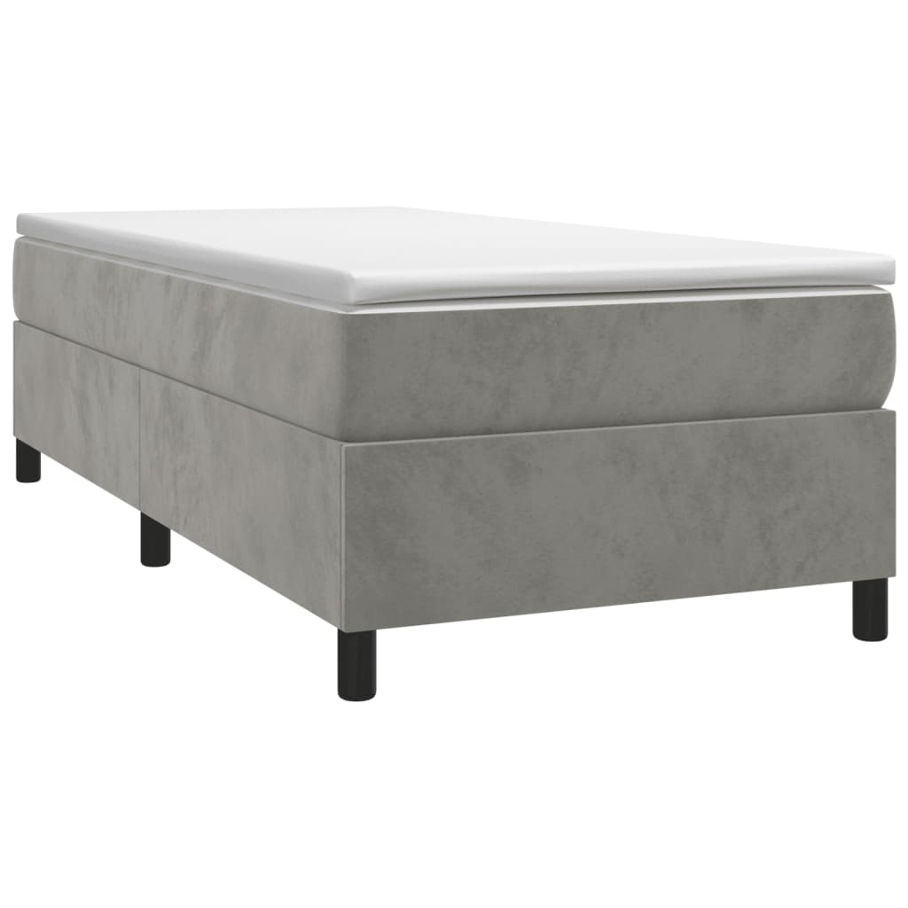 Box spring krevet s madracem svjetlosivi 100x200 cm baršunasti