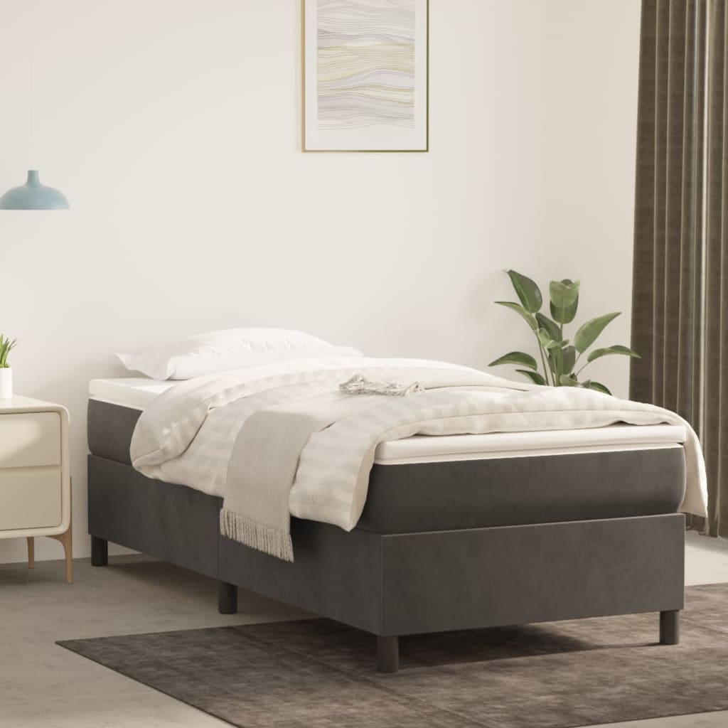 Box spring krevet s madracem tamnosivi 100x200 cm baršunasti