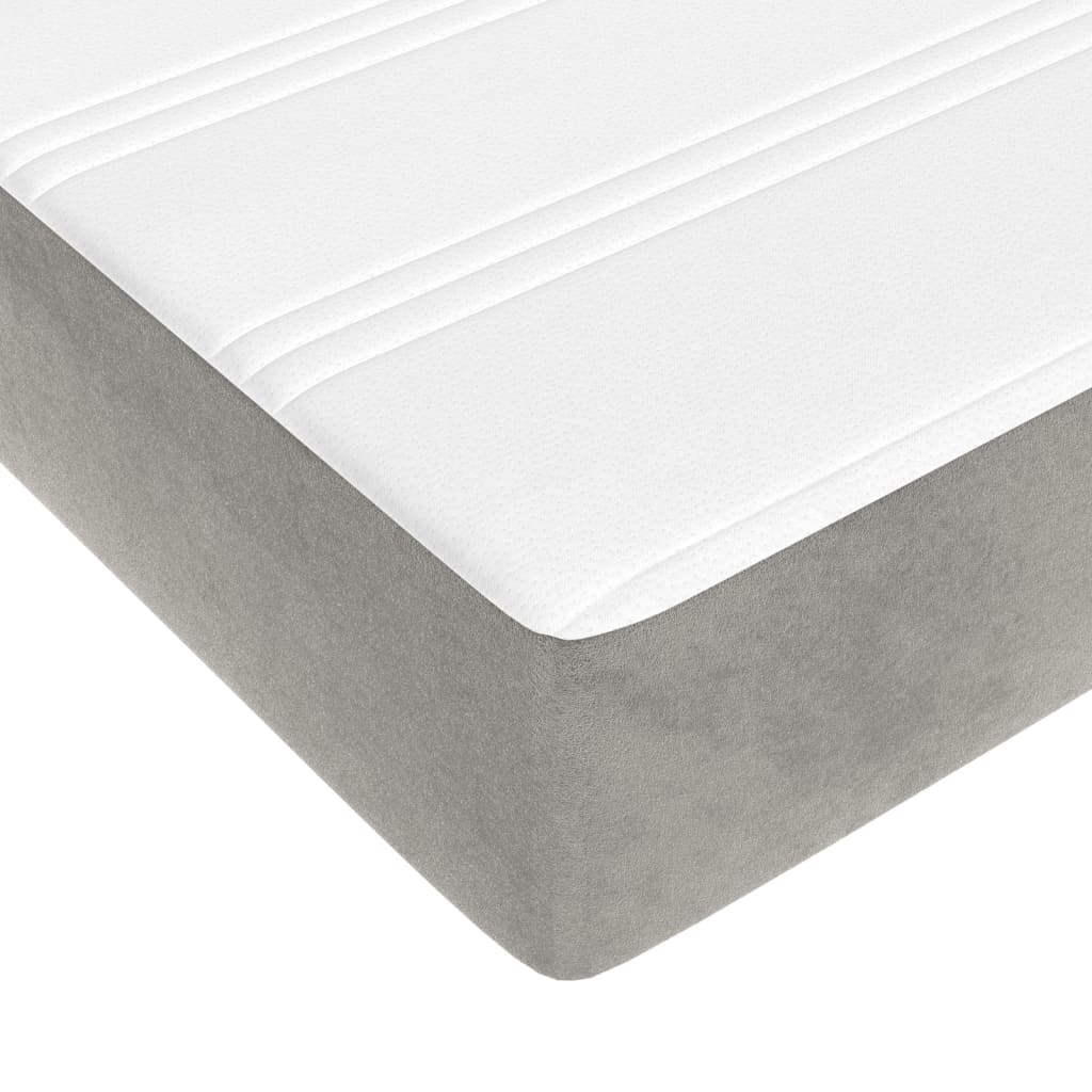 Box spring krevet s madracem svjetlosivi 120x200 cm baršunasti