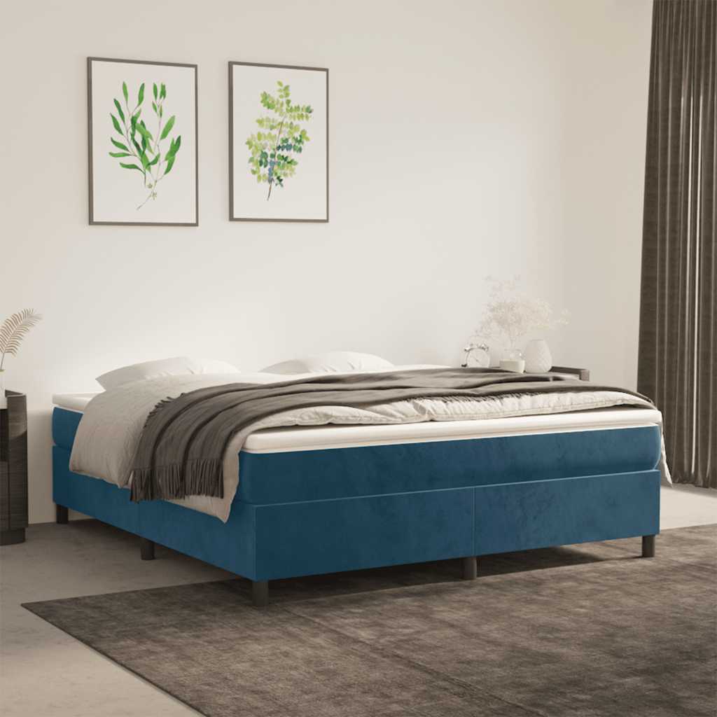 Krevet s oprugama i madracem tamnoplavi 180x200 cm baršunasti