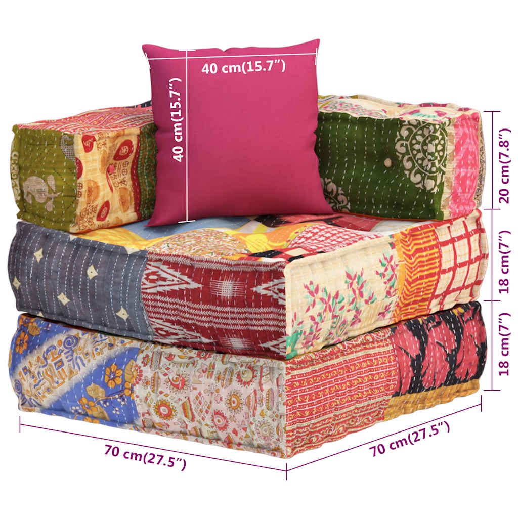 Modularni tabure s jastukom od tkanine s uzorkom patchwork