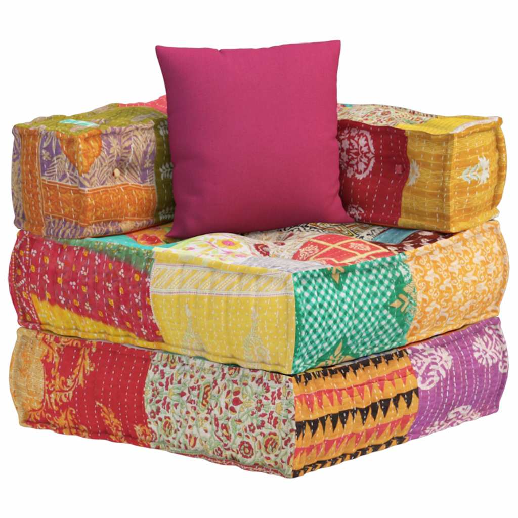 Modularni tabure s jastukom od tkanine s uzorkom patchwork