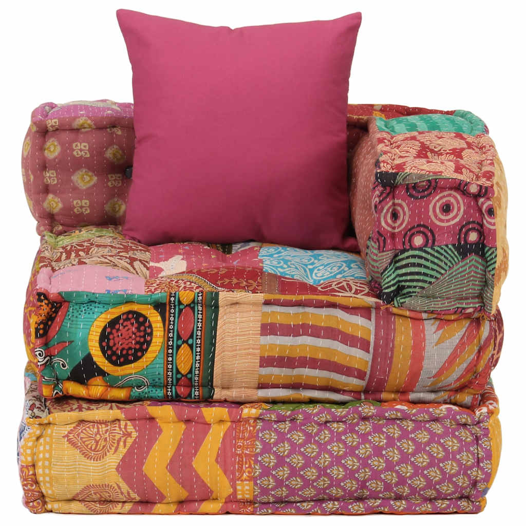 Modularni tabure s jastukom od tkanine s uzorkom patchwork