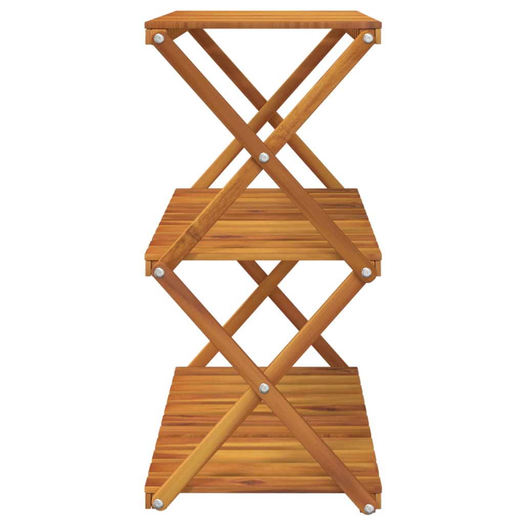 Sklopiva polica 3 razine smeđa 70x31x63 cm masivno drvo bagrema