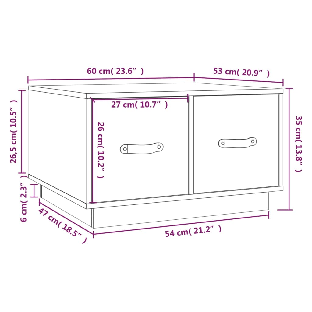 Stolić za kavu 60 x 53 x 35 cm od masivne borovine