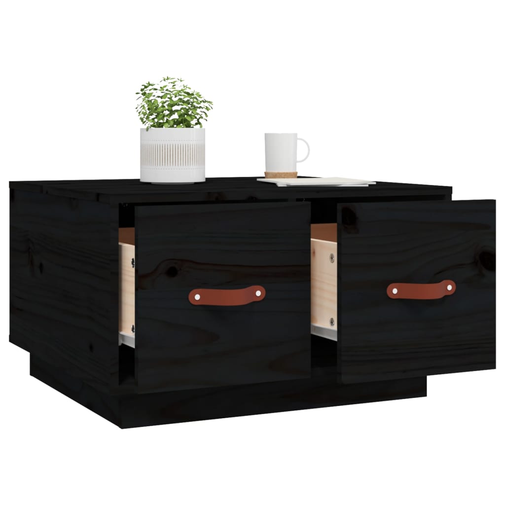 Stolić za kavu crni 60 x 53 x 35 cm od masivne borovine