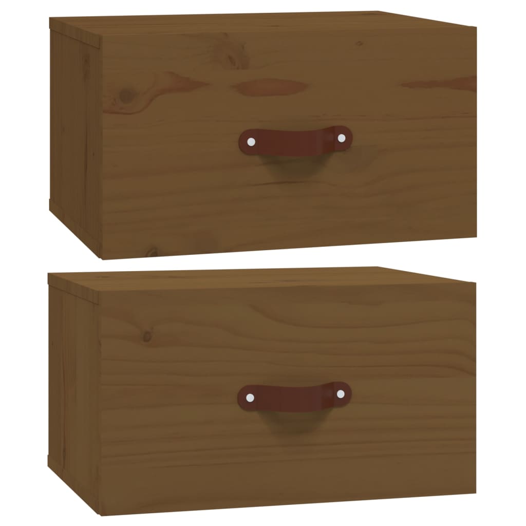 Zidni noćni ormarići 2 kom Smeđa boja meda 40 x 29,5 x 22 cm