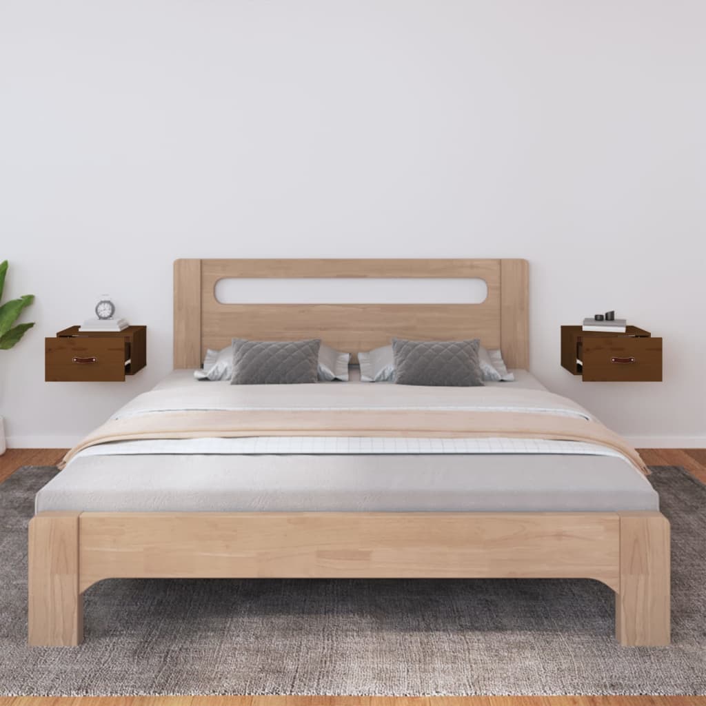 Zidni noćni ormarići 2 kom Smeđa boja meda 40 x 29,5 x 22 cm