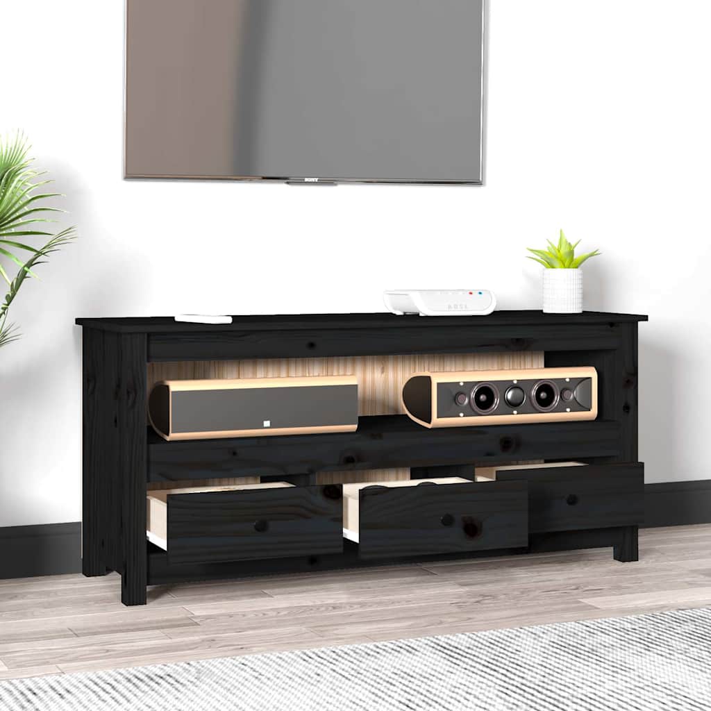 TV ormarić crni 114 x 35 x 52 cm od masivne borovine