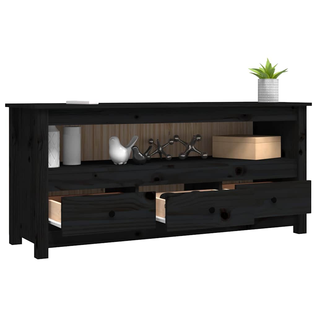 TV ormarić crni 114 x 35 x 52 cm od masivne borovine