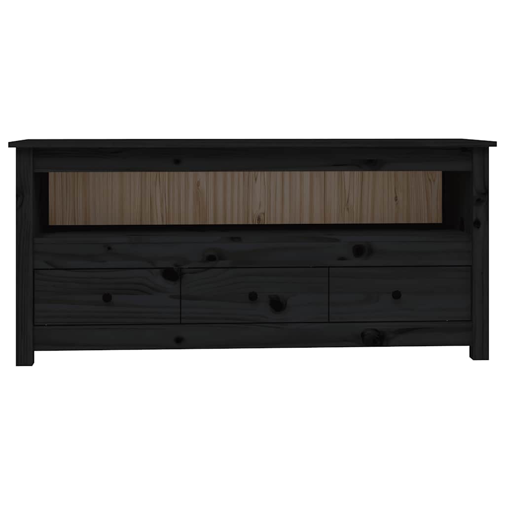 TV ormarić crni 114 x 35 x 52 cm od masivne borovine
