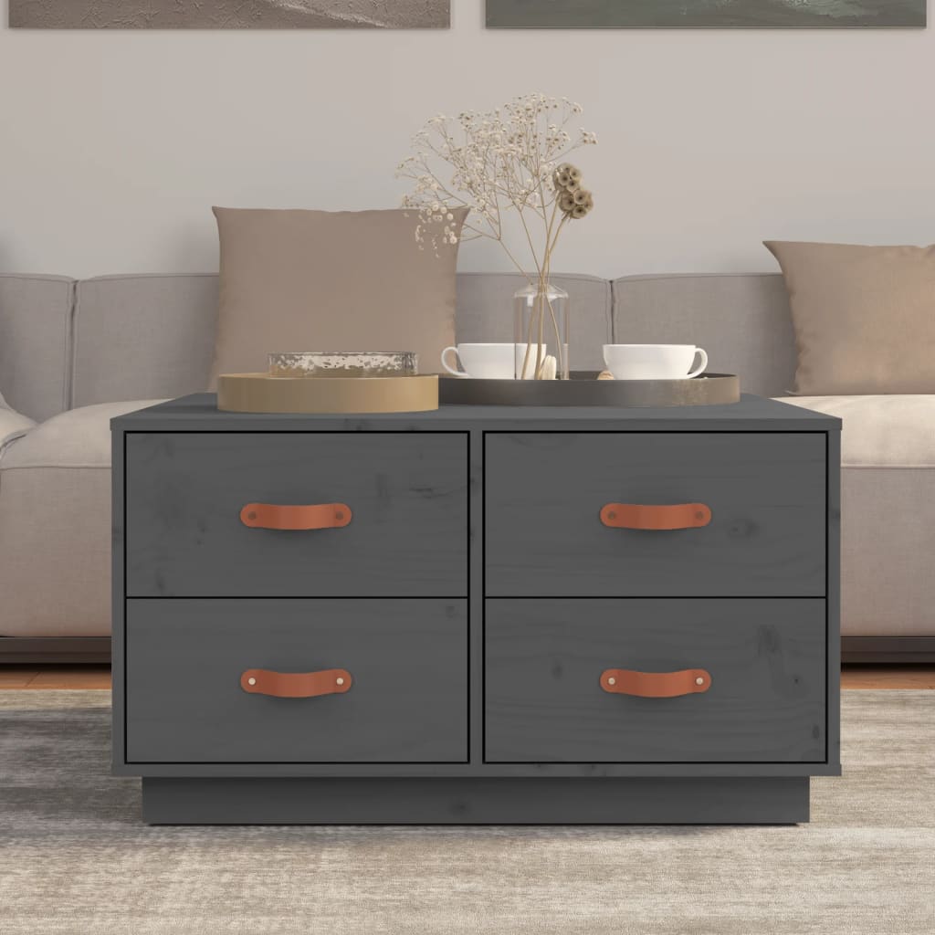 Stolić za kavu sivi 80 x 80 x 45 cm od masivne borovine