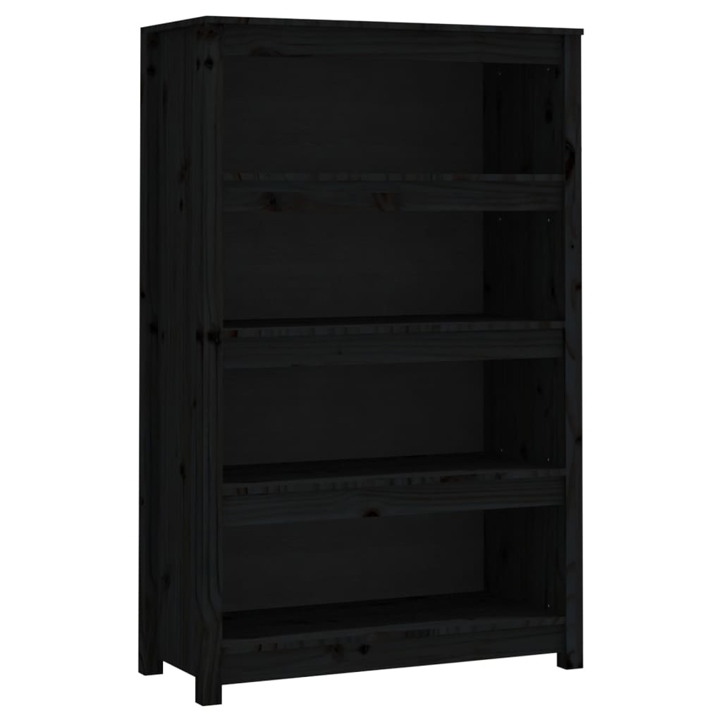 Ormarić za knjige Crna 80x35x126 cm od masivne borovine