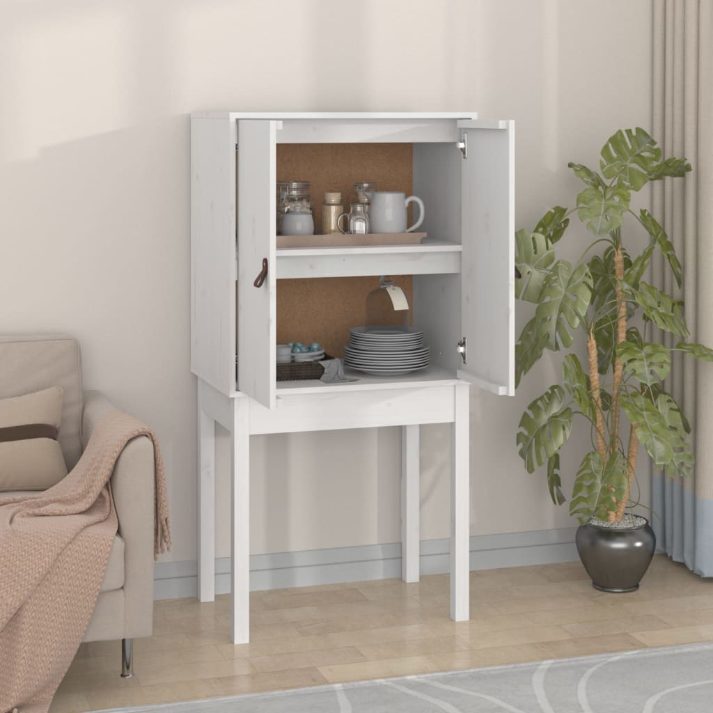 Visoka komoda bijela 60 x 40 x 120 cm od masivne borovine