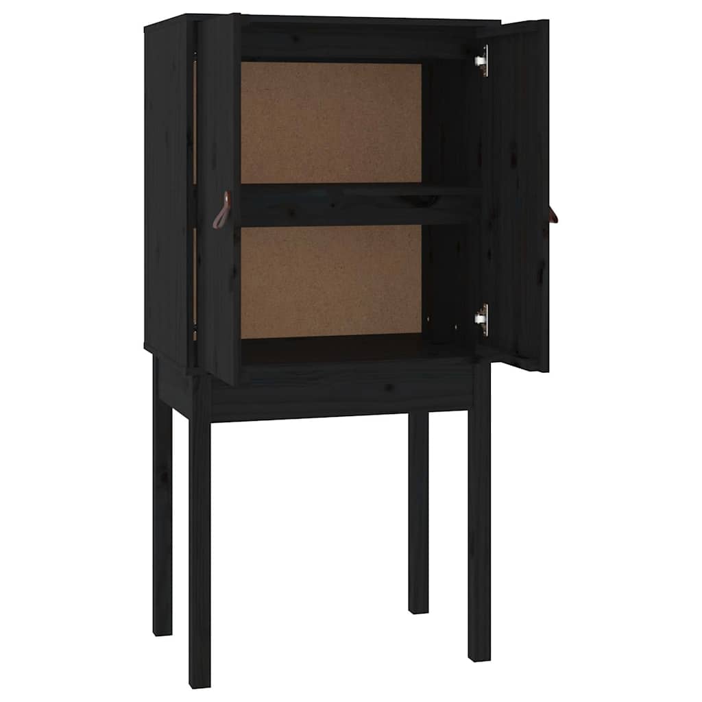 Visoka komoda crna 60 x 40 x 120 cm od masivne borovine