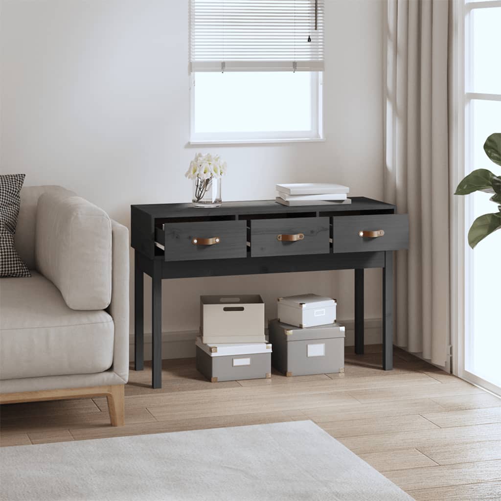 Konzolni stol sivi 114x40x75 cm od masivne borovine
