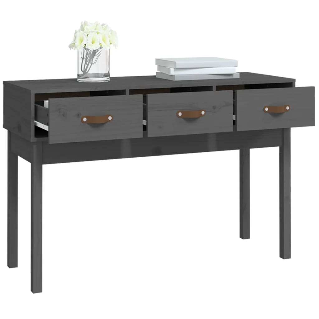 Konzolni stol sivi 114x40x75 cm od masivne borovine