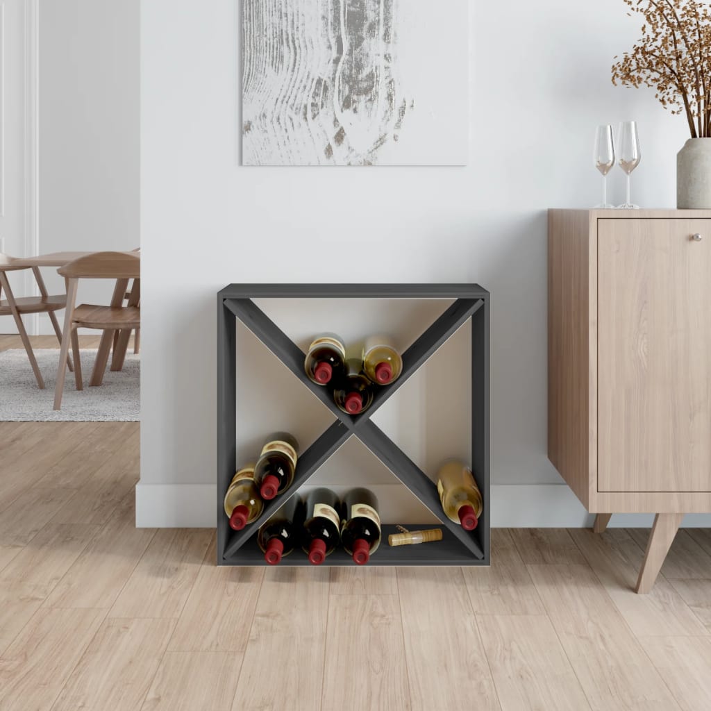 Ormarić za vino sivi 62 x 25 x 62 cm od masivne borovine