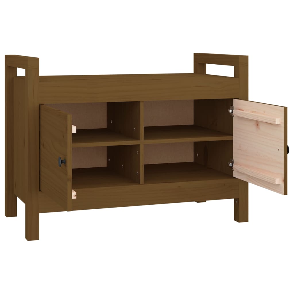 Klupa za hodnik boja meda 80 x 40 x 60 cm od masivne borovine
