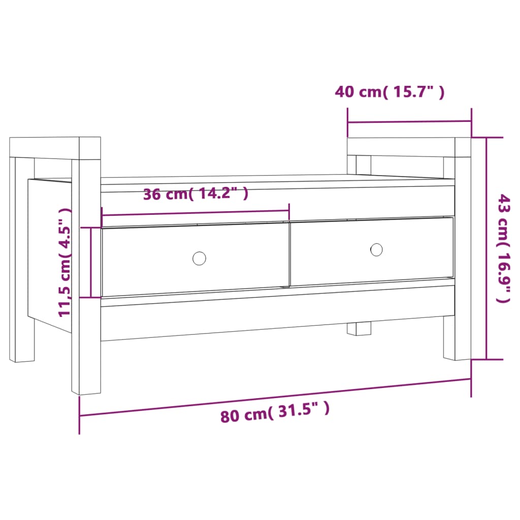 Klupa za hodnik 80x40x43 cm od masivne borovine