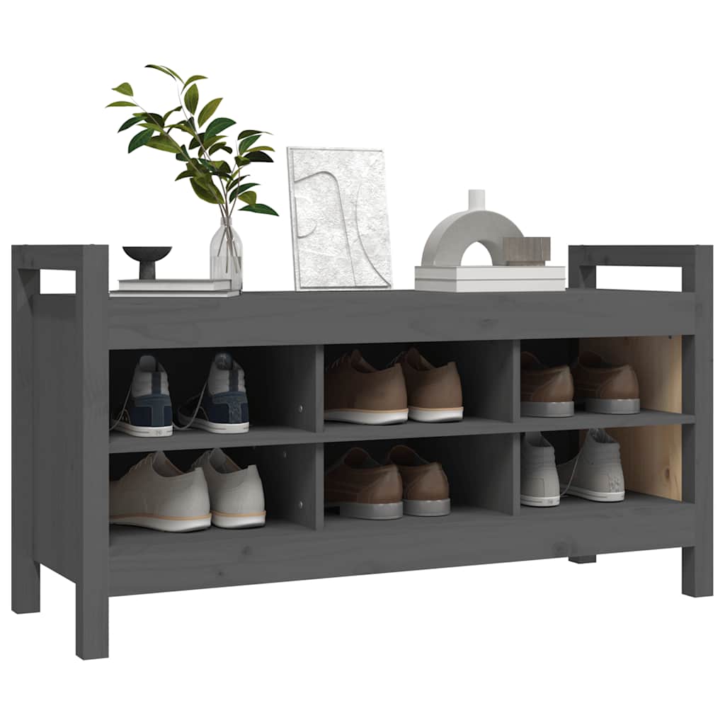 Klupa za hodnik siva 110x40x60 cm od masivne borovine