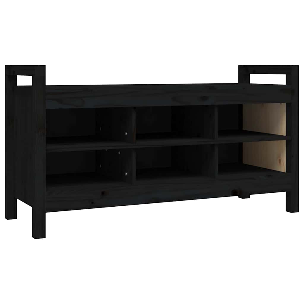 Klupa za hodnik Crna 110x40x60 cm od masivne borovine