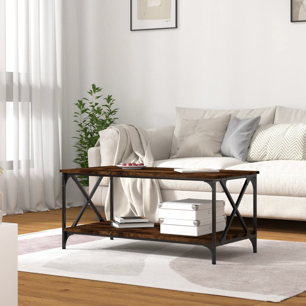 Stolić za kavu boja hrasta 100x50x45 cm od drva i željeza