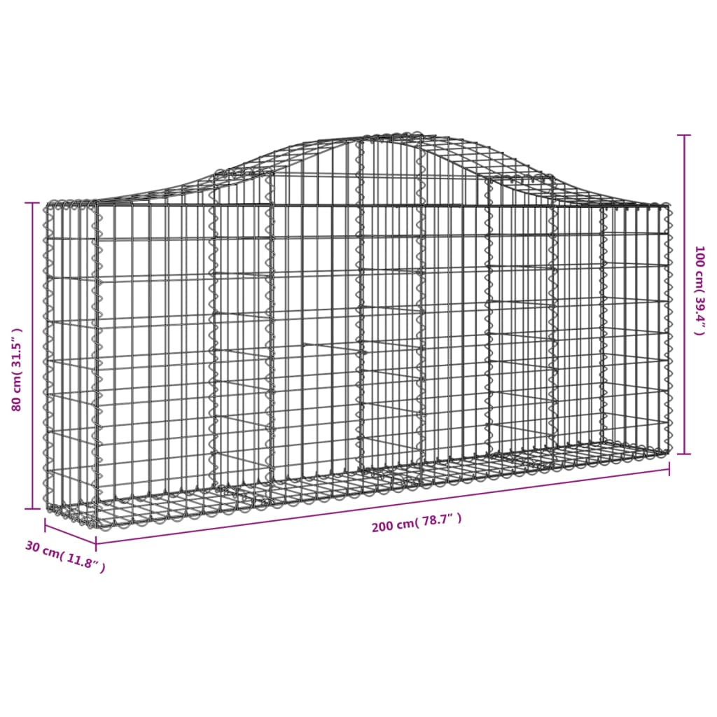 Lučne gabionske košare 3 kom 200x30x80/100 cm pocinčano željezo