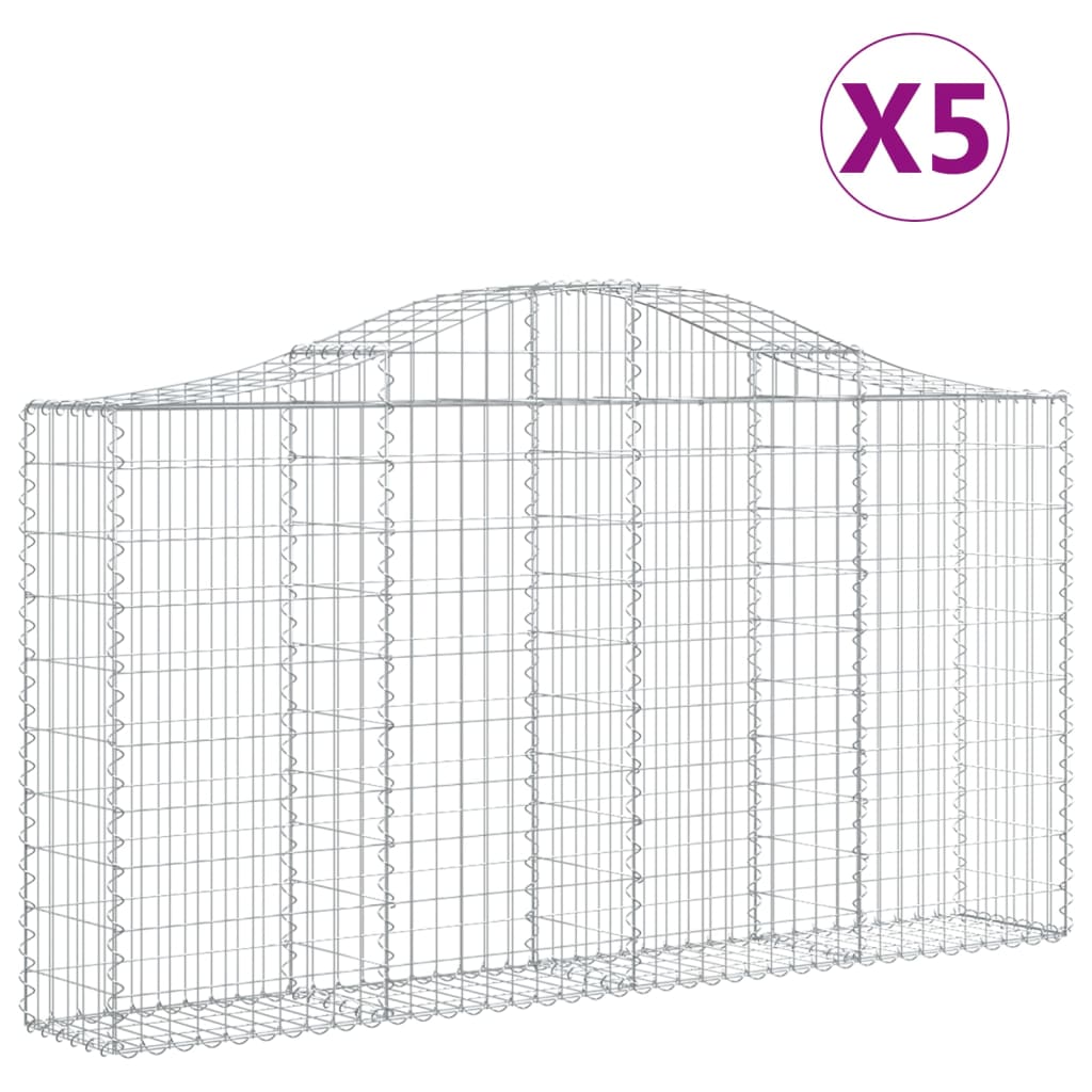 Lučne gabionske košare 5 kom 200x30x100/120cm pocinčano željezo