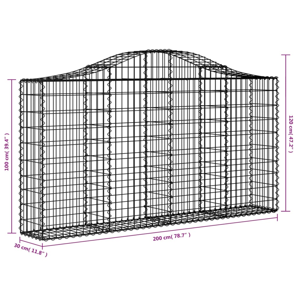 Lučne gabionske košare 7 kom 200x30x100/120cm pocinčano željezo