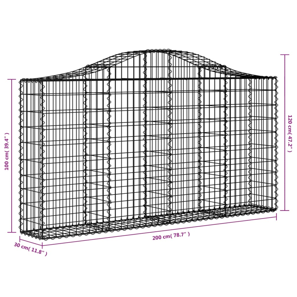 Lučne gabionske košare 8 kom 200x30x100/120cm pocinčano željezo
