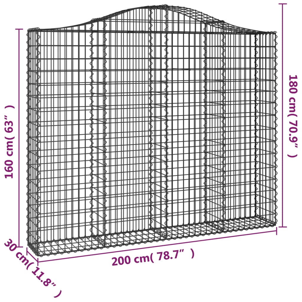 Lučne gabionske košare 4 kom 200x30x160/180cm pocinčano željezo