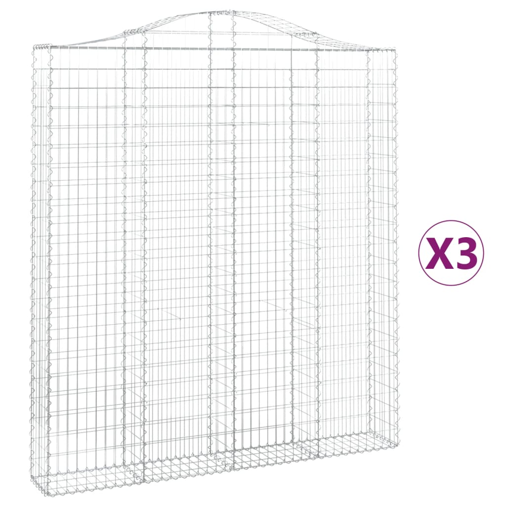 Lučne gabionske košare 3 kom 200x30x220/240cm pocinčano željezo