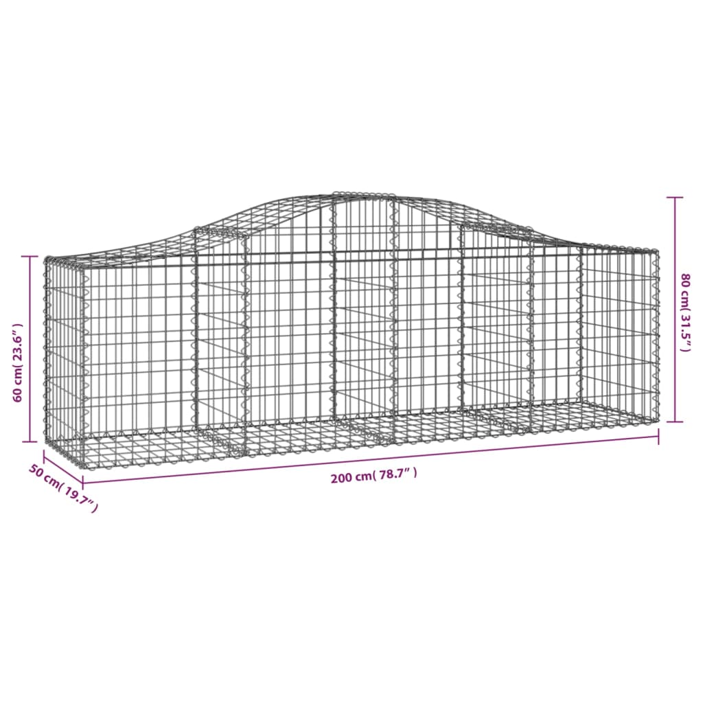 Lučne gabionske košare 2 kom 200x50x60/80 cm pocinčano željezo