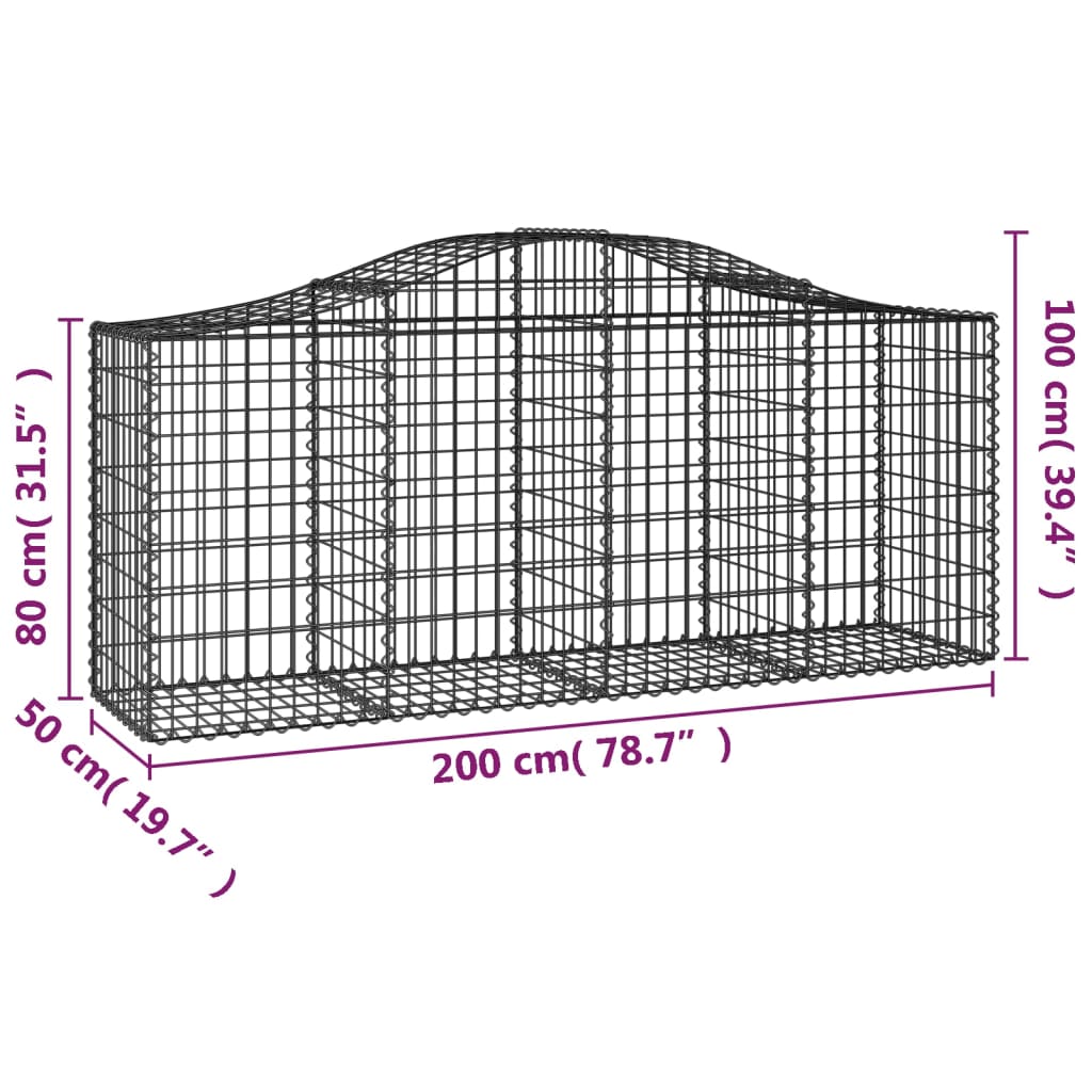 Lučne gabionske košare 2 kom 200x50x80/100 cm pocinčano željezo