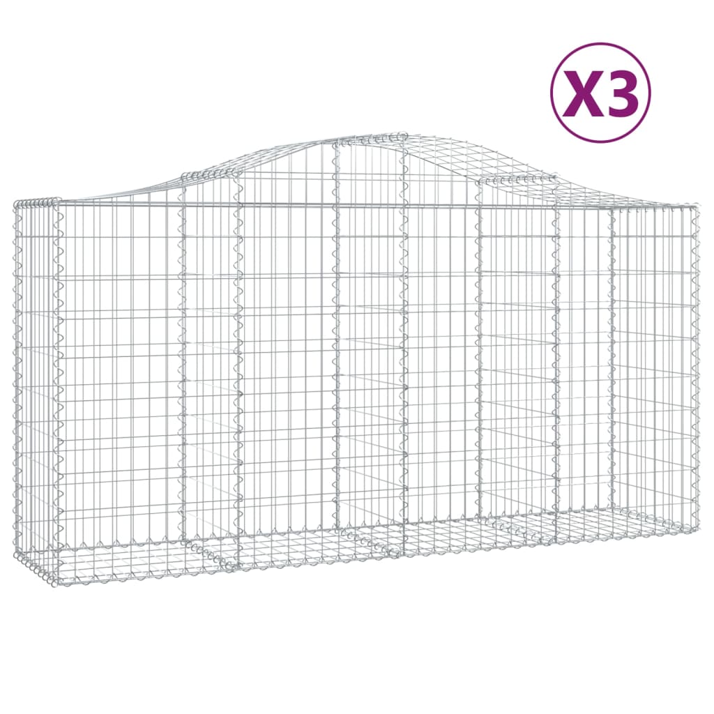 Lučne gabionske košare 3 kom 200x50x100/120cm pocinčano željezo