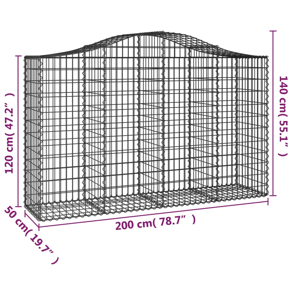 Lučne gabionske košare 2 kom 200x50x120/140cm pocinčano željezo